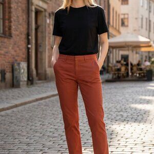 Banana Republic Slim Fit Chino Pants Rust Red Stretch Cotton 33x30